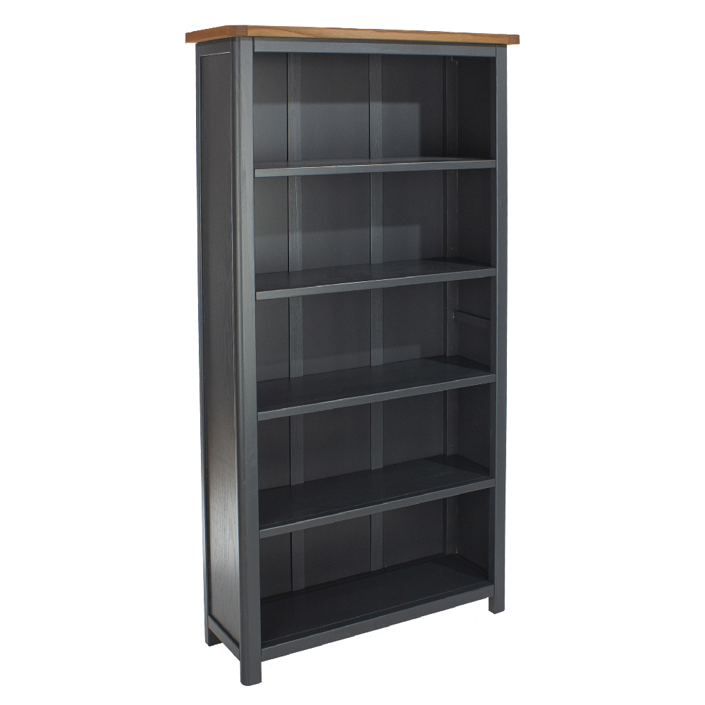 Delavan Wooden Bookcase With 5 Shelves In Oak And Black
