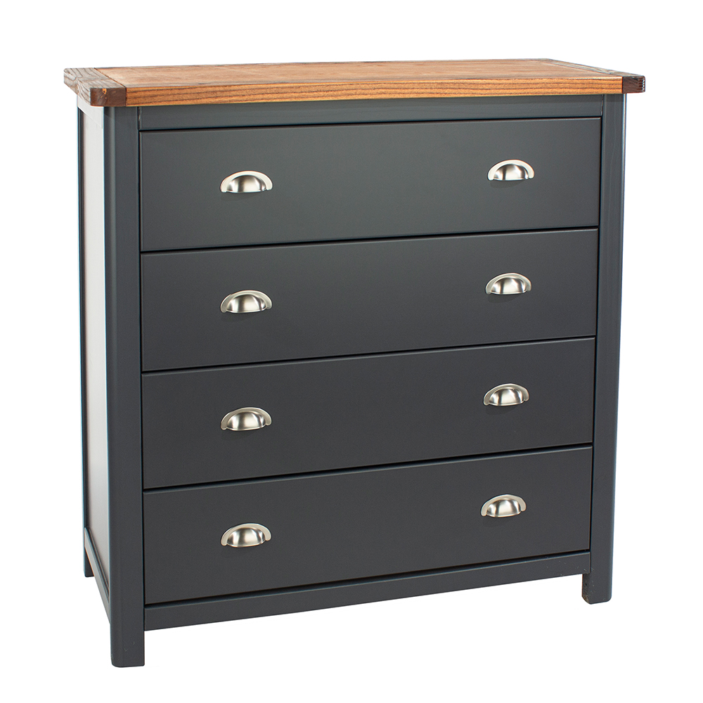 Delavan Wooden Chest Of 4 Drawers In Midnight Blue And Oak