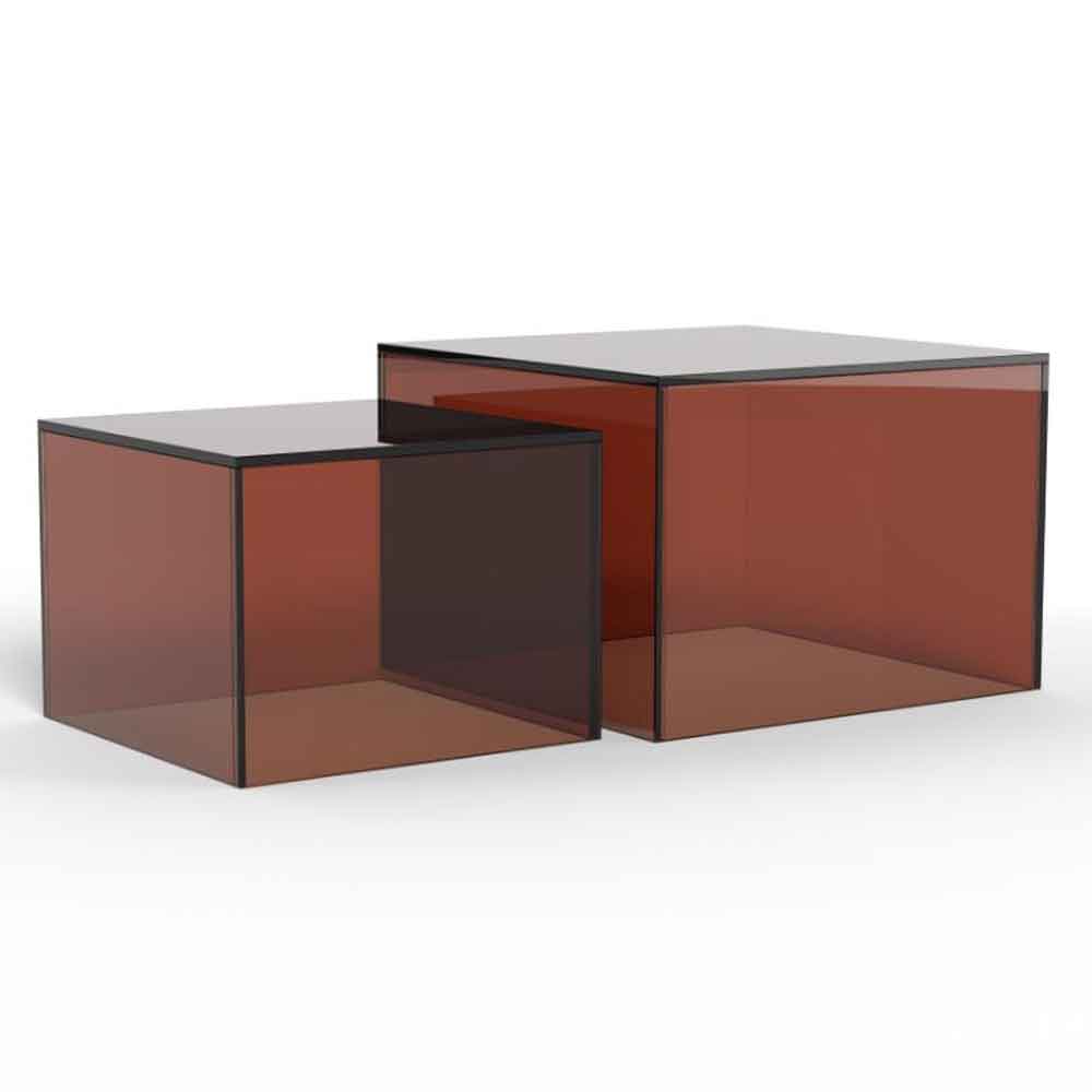 Delft Glass Nesting Coffee Tables - Brown