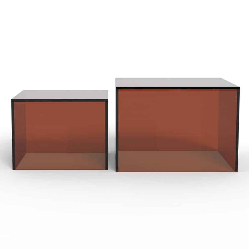 Delft Glass Nesting Coffee Tables - Brown