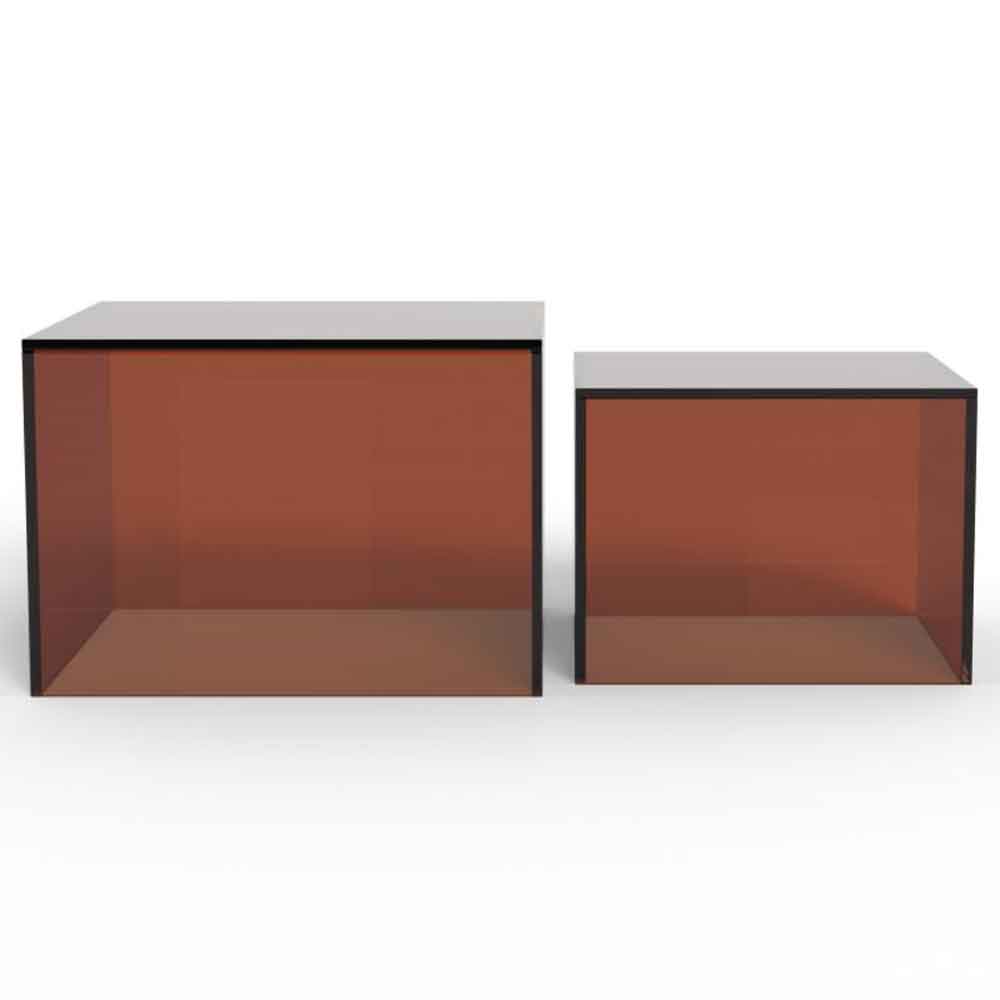 Delft Glass Nesting Coffee Tables - Brown