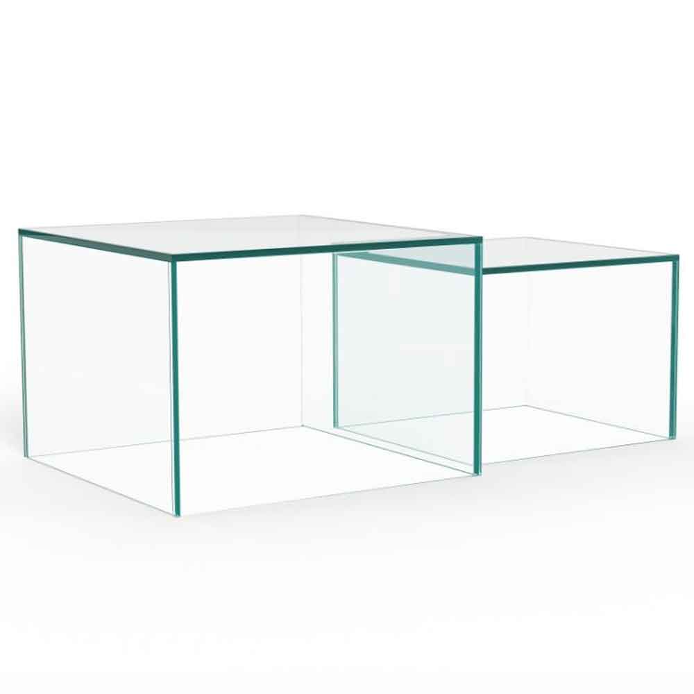 Delft Glass Nesting Coffee Tables - Clear