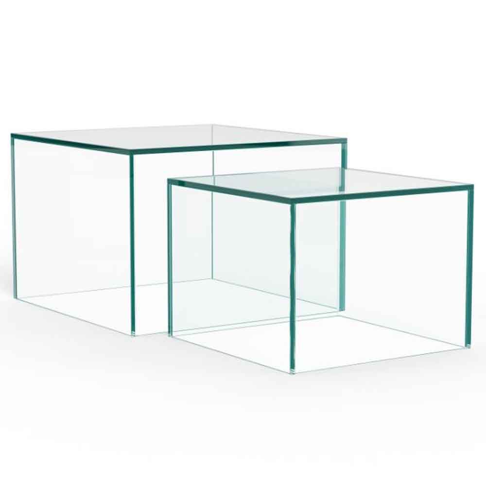 Delft Glass Nesting Coffee Tables - Clear