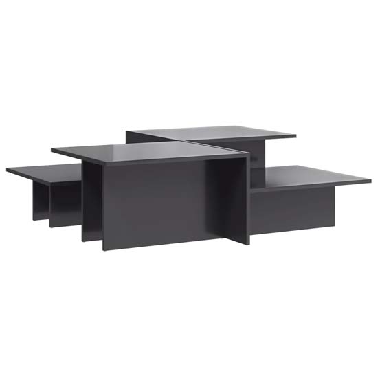 Delft High Gloss Set Of 2 Coffee Tables In Grey
