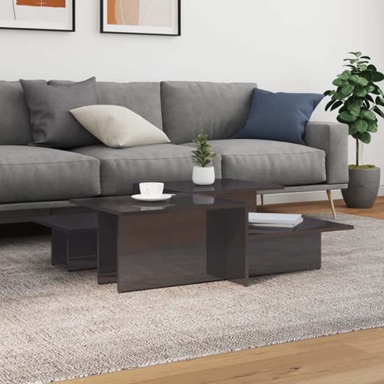 Product photograph of Delft High Gloss Set Of 2 Coffee Tables In Grey from Furniture in Fashion