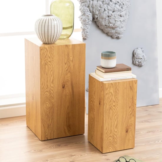 Product photograph of Delft Wooden Set Of 2 Side Tables In Matt Wild Oak from Furniture in Fashion
