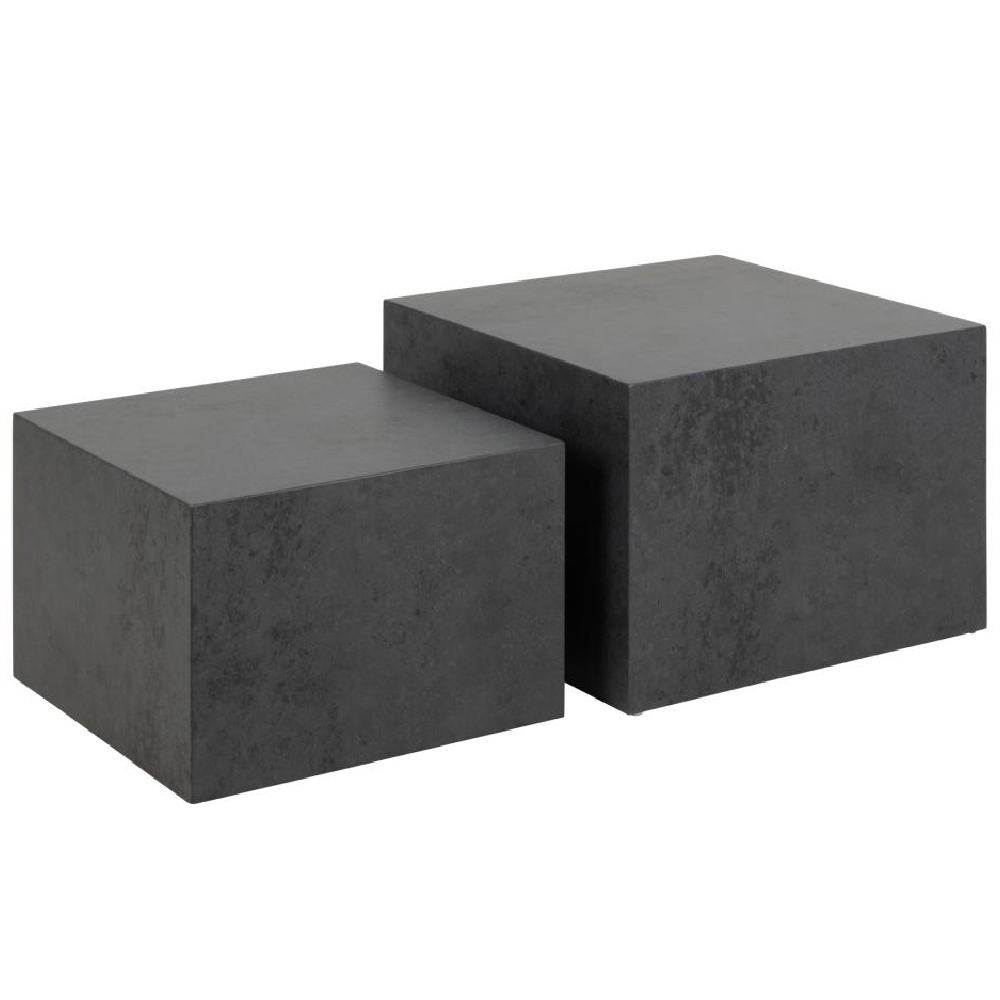 Delft Wooden Nesting Coffee Tables In Grey Black