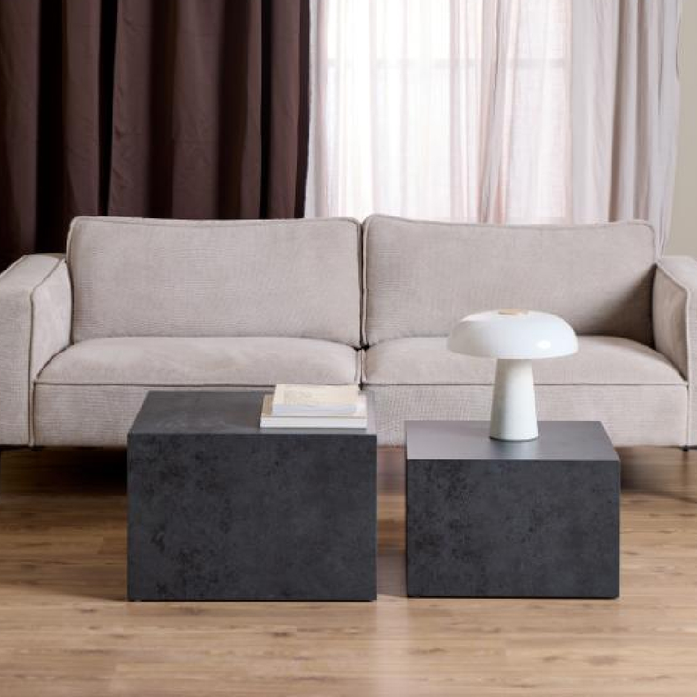 Product photograph of Delft Wooden Nesting Coffee Tables In Grey Black from Furniture in Fashion