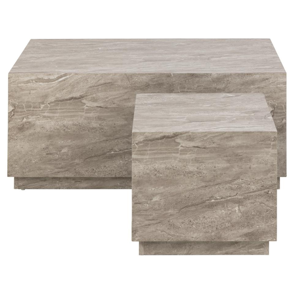 Delft Wooden Nesting Coffee Tables In Grey Marble Effect