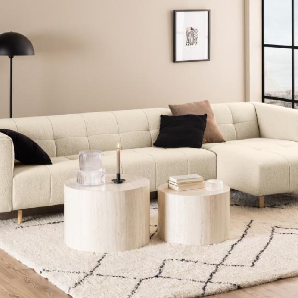 Product photograph of Delft Wooden Round Nesting Coffee Table In Travertine from Furniture in Fashion