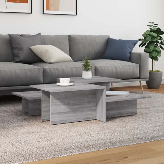 Product photograph of Delft Wooden Set Of 2 Coffee Tables In Grey Sonoma Oak from Furniture in Fashion