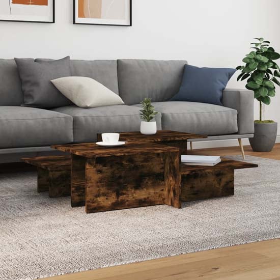 Product photograph of Delft Wooden Set Of 2 Coffee Tables In Smoked Oak from Furniture in Fashion