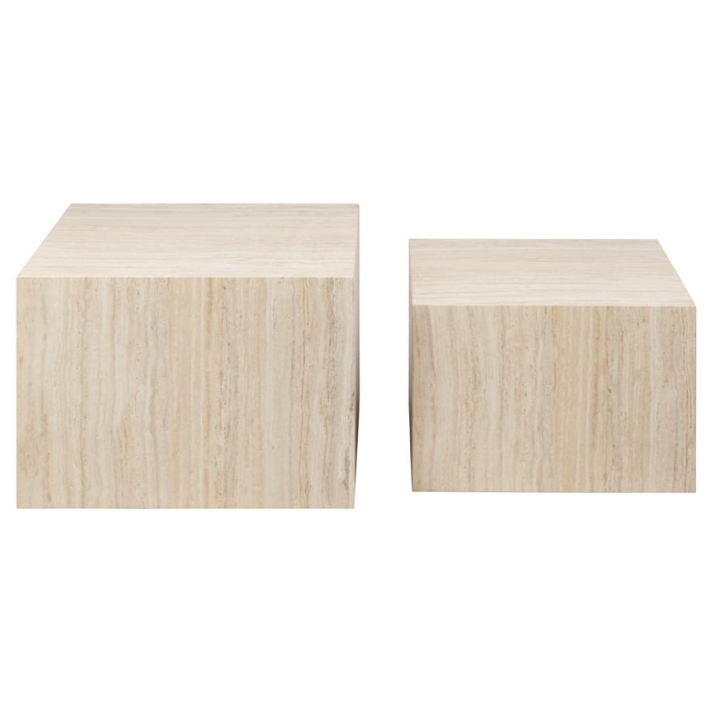 Delft Wooden Square Nesting Coffee Tables In Travertine