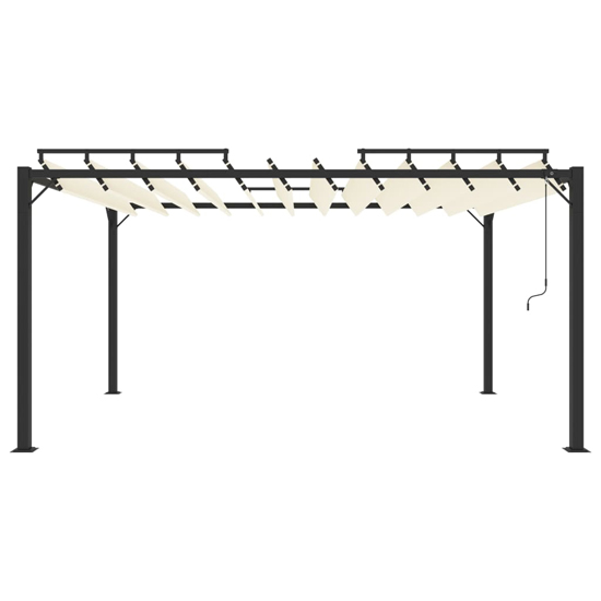Delia Fabric 3m x 4m Gazebo With Louvered Roof In Cream