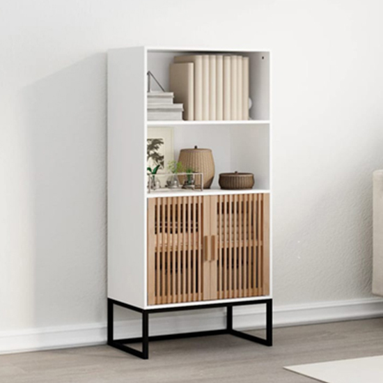 Read more about Delicia wooden highboard with 2 doors 1 shelf in white