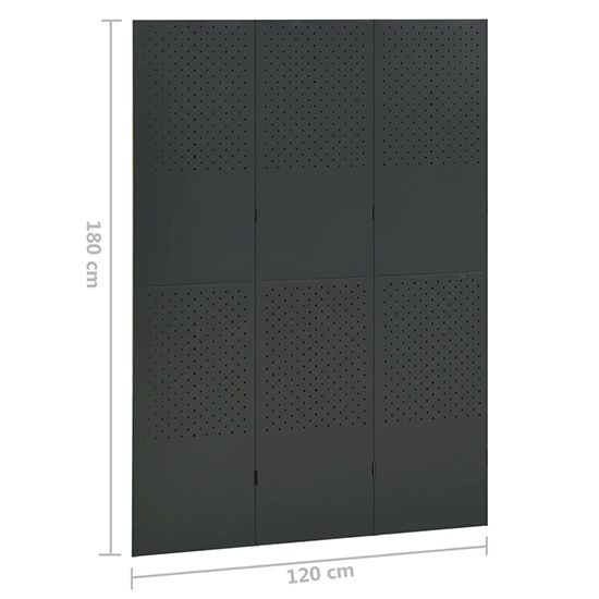 Deliz Steel 3 Panels 120cm x 180cm Room Divider In Anthracite_6