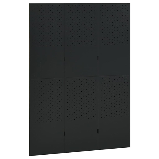 Deliz Steel 3 Panels 120cm x 180cm Room Divider In Black