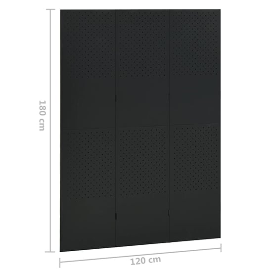 Deliz Steel 3 Panels 120cm x 180cm Room Divider In Black_6