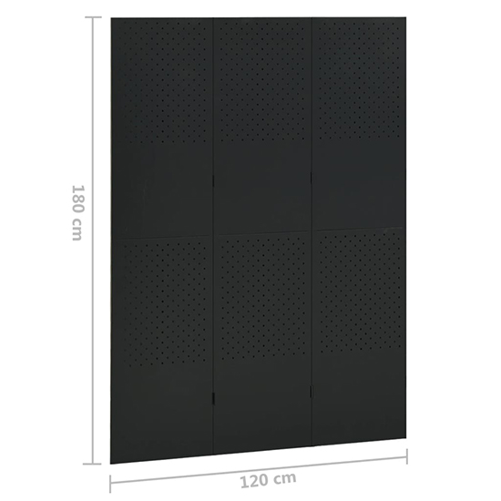Deliz Steel 3 Panels 120cm x 180cm Room Divider In Black