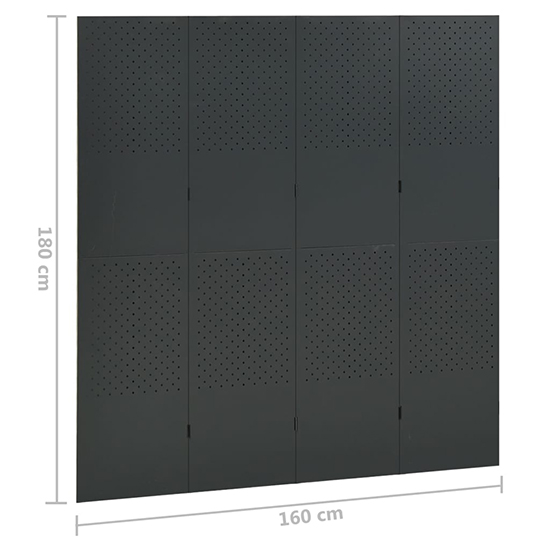 Deliz Steel 4 Panels 160cm x 180cm Room Divider In Anthracite_6