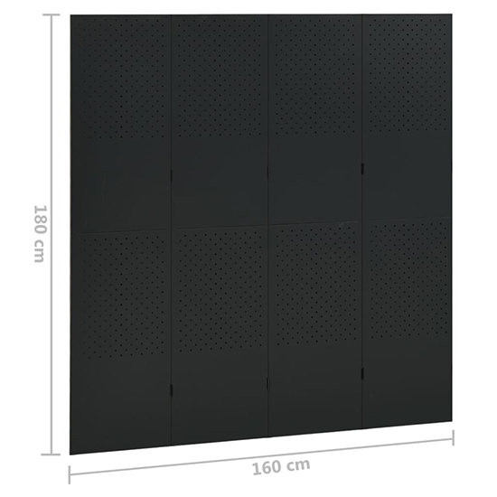Deliz Steel 4 Panels 160cm x 180cm Room Divider In Black_6
