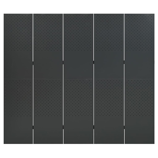 Deliz Steel 5 Panels 200cm x 180cm Room Divider In Anthracite_2