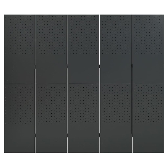 Deliz Steel 5 Panels 200cm x 180cm Room Divider In Anthracite