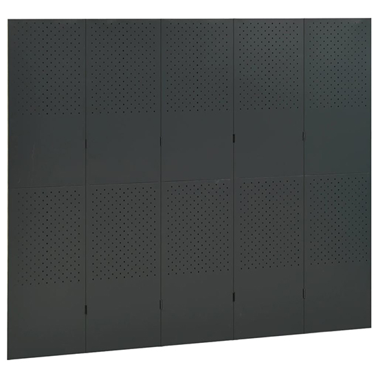 Deliz Steel 5 Panels 200cm x 180cm Room Divider In Anthracite_3