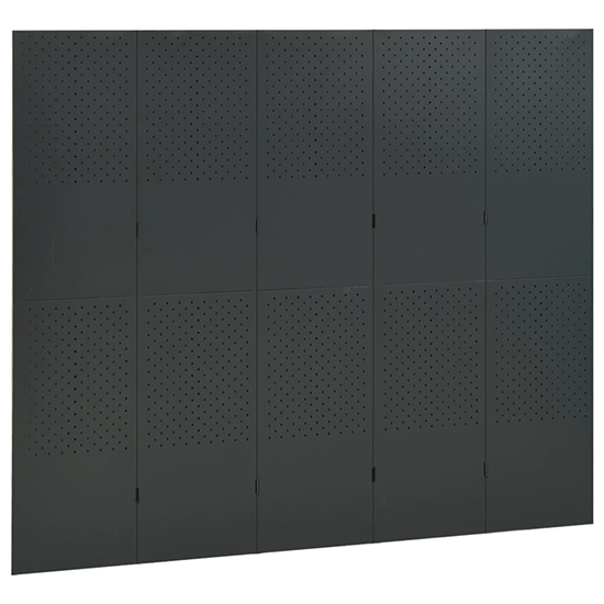 Deliz Steel 5 Panels 200cm x 180cm Room Divider In Anthracite