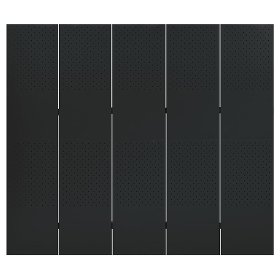 Deliz Steel 5 Panels 200cm x 180cm Room Divider In Black_2