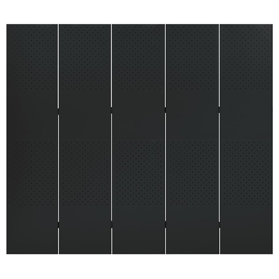 Deliz Steel 5 Panels 200cm x 180cm Room Divider In Black