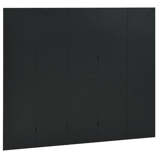Deliz Steel 5 Panels 200cm x 180cm Room Divider In Black_3