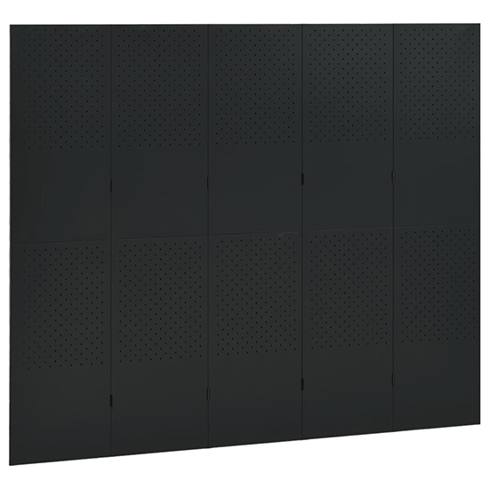 Deliz Steel 5 Panels 200cm x 180cm Room Divider In Black