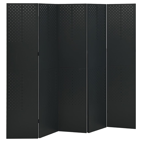 Deliz Steel 5 Panels 200cm x 180cm Room Divider In Black_1