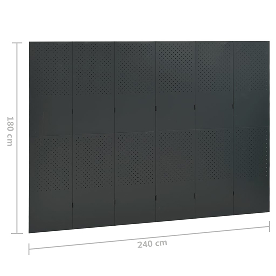 Deliz Steel 6 Panels 240cm x 180cm Room Divider In Anthracite_6