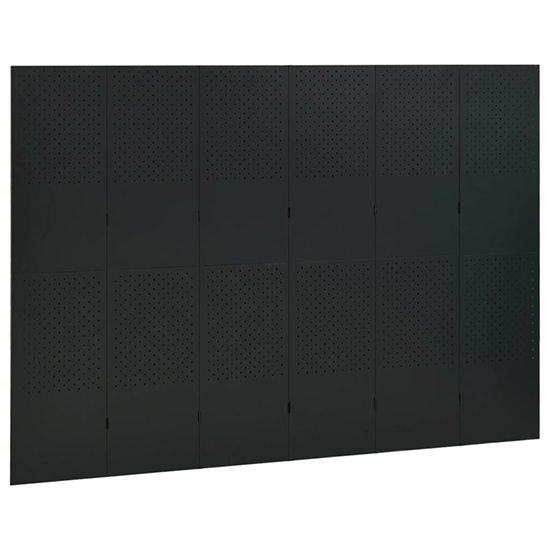 Deliz Steel 6 Panels 240cm x 180cm Room Divider In Black