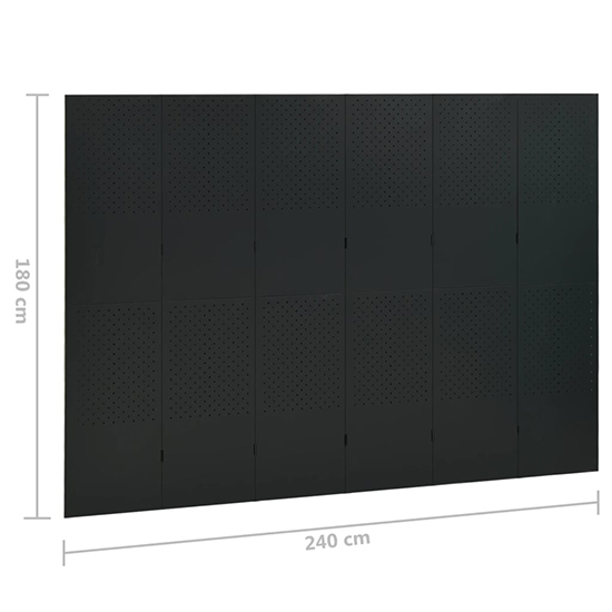 Deliz Steel 6 Panels 240cm x 180cm Room Divider In Black_6