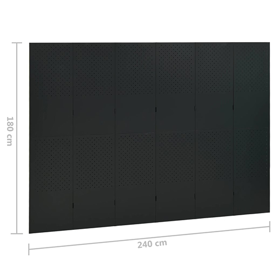 Deliz Steel 6 Panels 240cm x 180cm Room Divider In Black