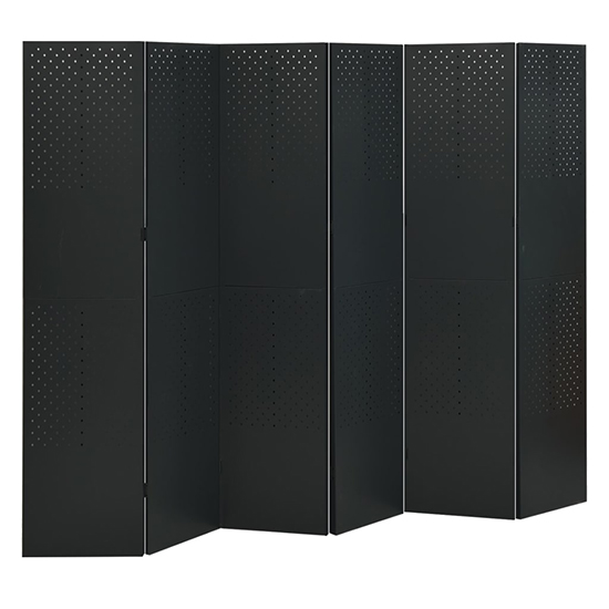 Deliz Steel 6 Panels 240cm x 180cm Room Divider In Black