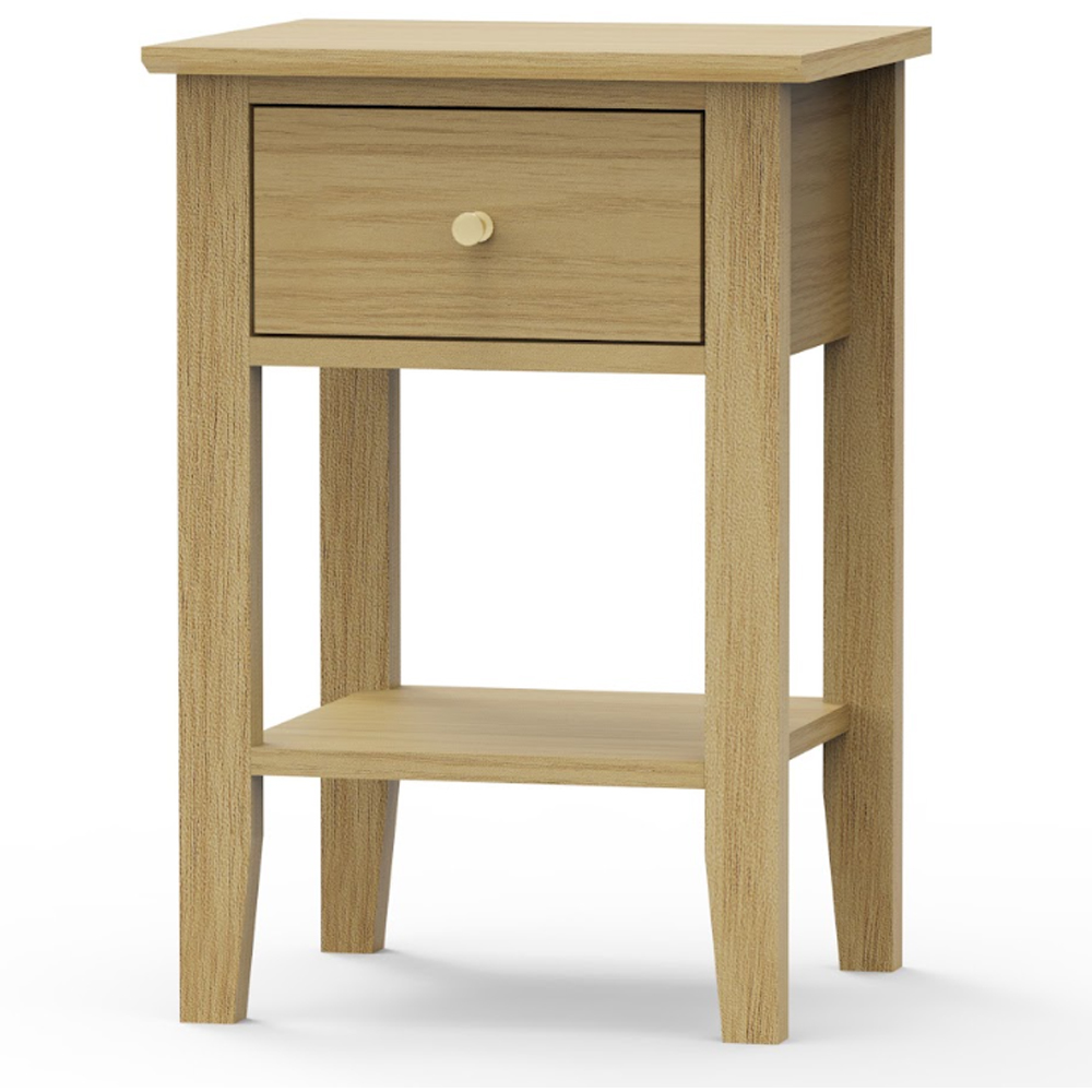 Delmira Wooden Bedside Cabinet with 1 Drawer in Oak