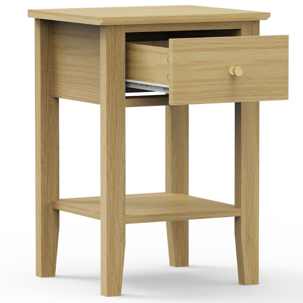 Delmira Wooden Bedside Cabinet with 1 Drawer in Oak