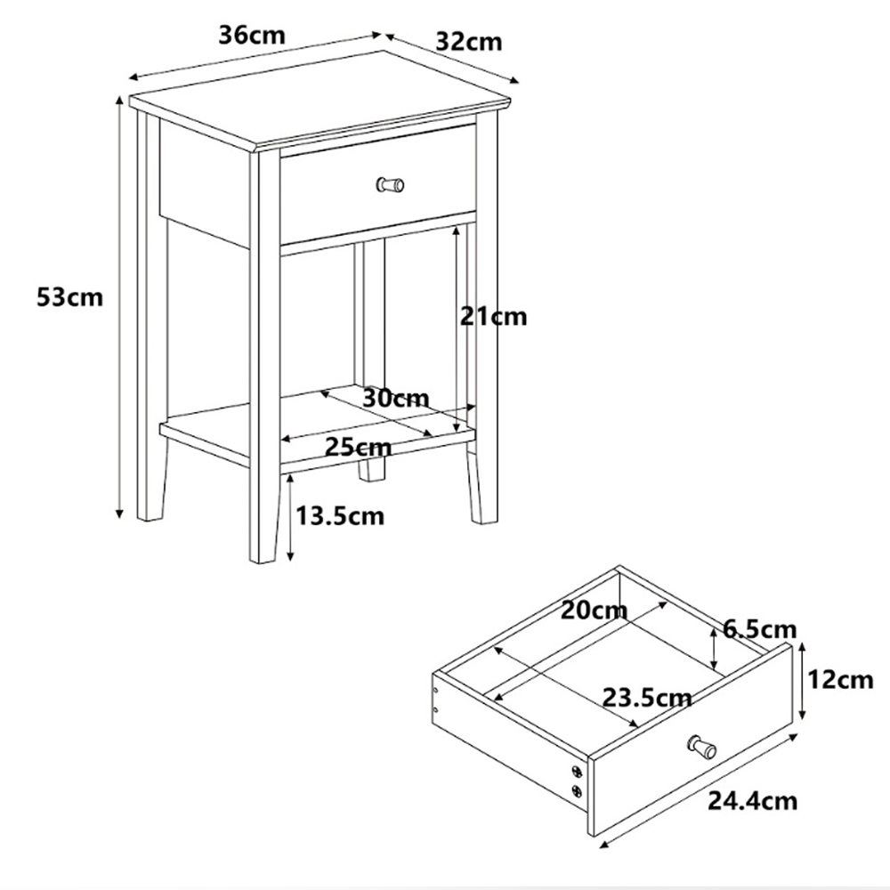 Delmira Wooden Bedside Cabinet with 1 Drawer in Oak