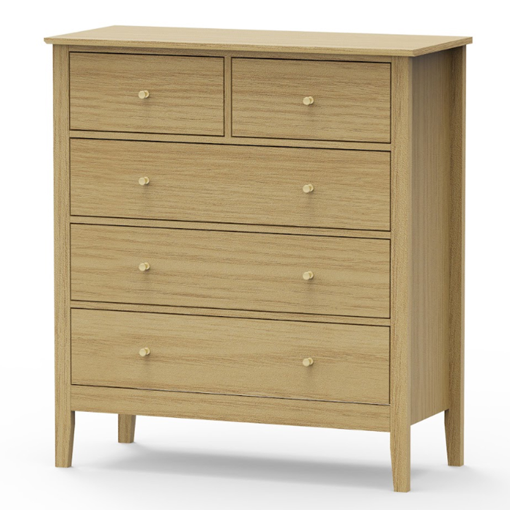 Delmira Wooden Chest Of 5 Drawers in Oak