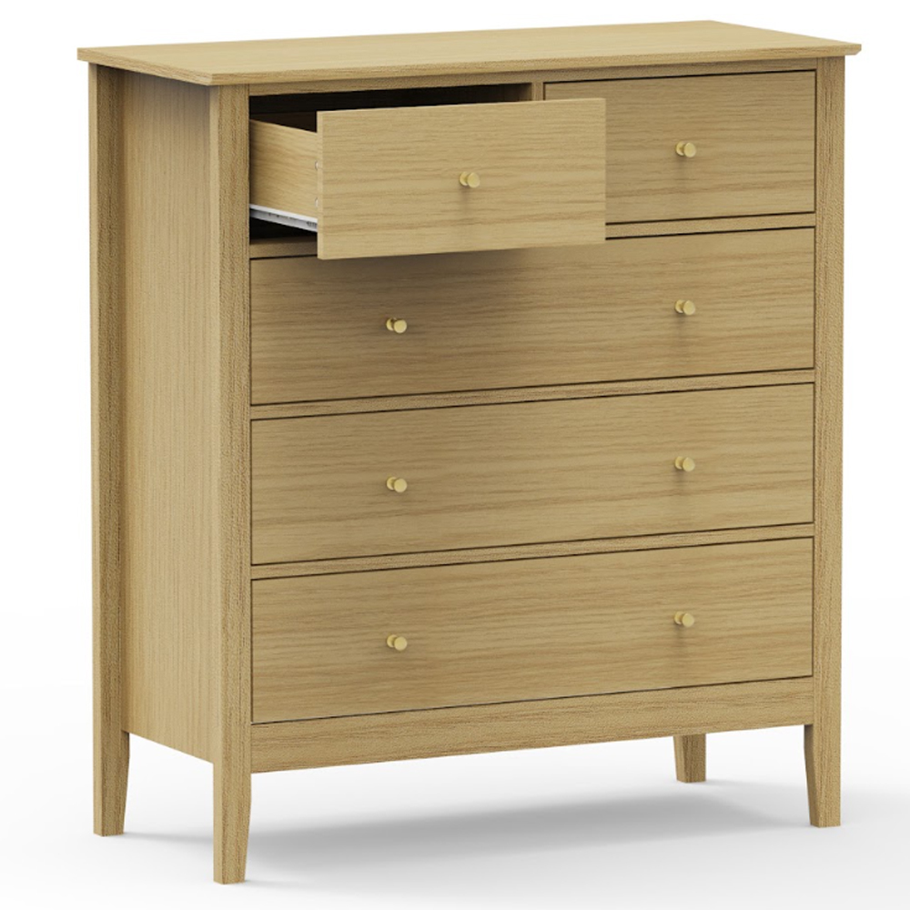 Delmira Wooden Chest Of 5 Drawers in Oak