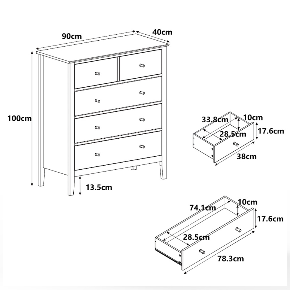 Delmira Wooden Chest Of 5 Drawers in Oak