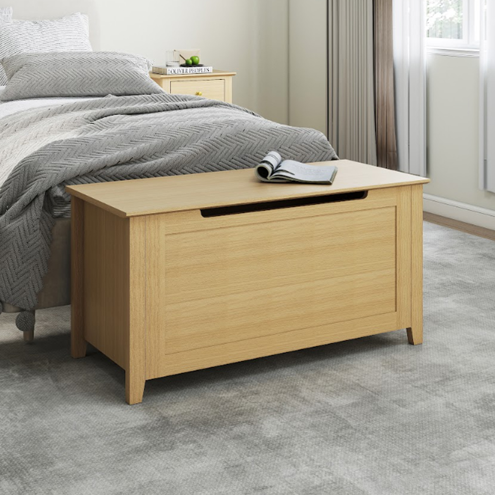 Delmira Wooden Ottoman Trunk Storage in Oak
