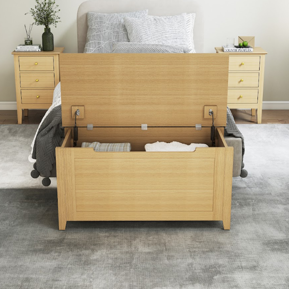 Delmira Wooden Ottoman Trunk Storage in Oak
