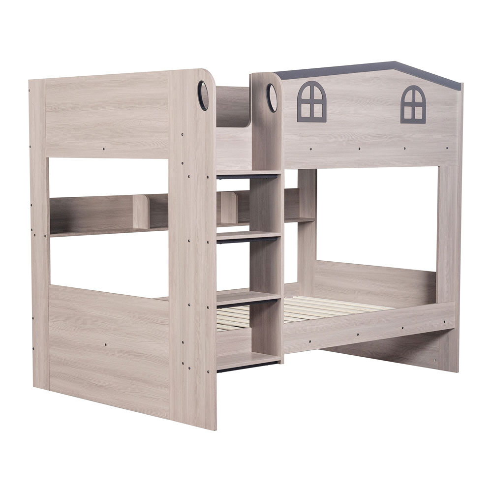 Delmor Wooden Children Small Double Bunk Bed in Ash Grey