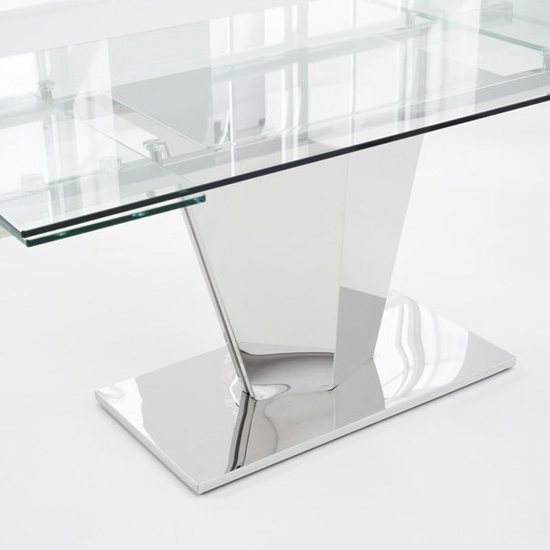 Deloca Extending Glass Dining Table In Clear With Steel Base_6