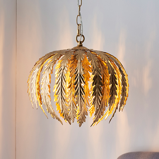 Read more about Delphine small leaf pendant light in gold